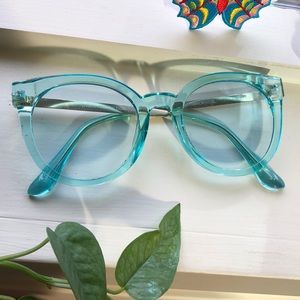 Sheer light blue framed sunglasses!